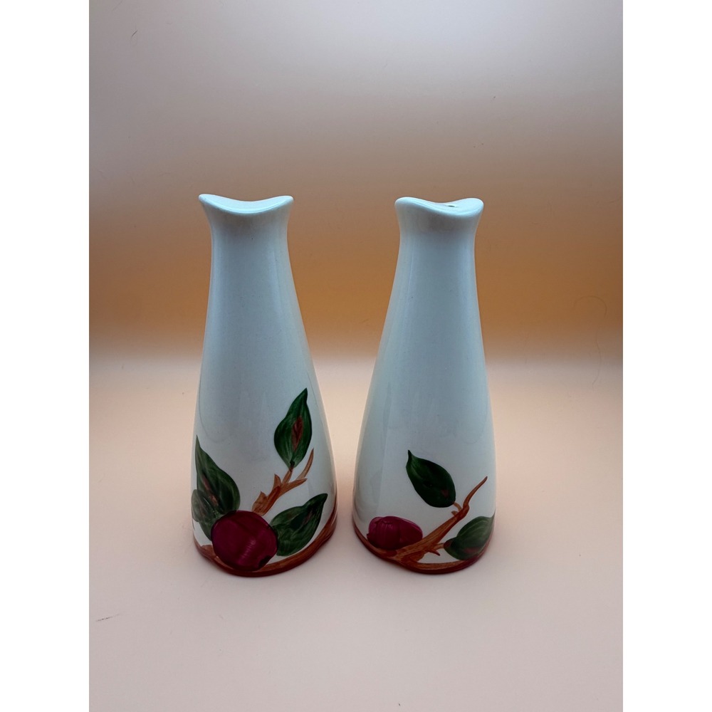 Franciscan Apple Teardrop Salt and Pepper Shakers Hand Painted Earthenware  USA